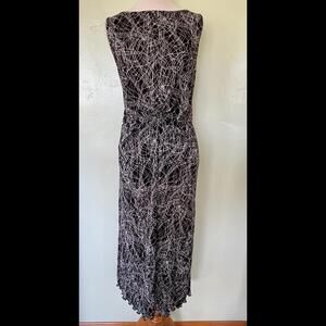 Halogen Black White Accordion Pleat Dress Scribble Print Large L 15-0048